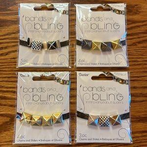 NWT 4 Packs Jewelry Interchangeable Bands & Bling Metal Charm Sliders by Darice